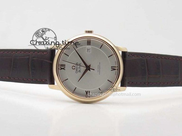 De Ville MK 1:1 Best Edition RG White Dial On Brown Leather Strap A ComfortFit 8262