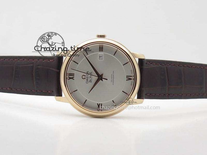 De Ville MK 1:1 Best Edition RG White Dial On Brown Leather Strap A ComfortFit 8262