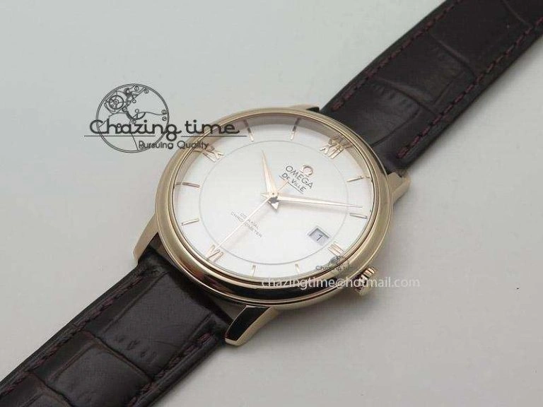 De Ville MK 1:1 Best Edition RG White Dial On Brown Leather Strap A ComfortFit 8262