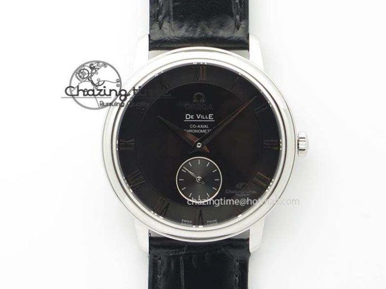 OdorResistant De Ville MK 1:1 Best Edition SS Black Dial On Black Leather Asian Seagull T1701 (Sec@6) 8243