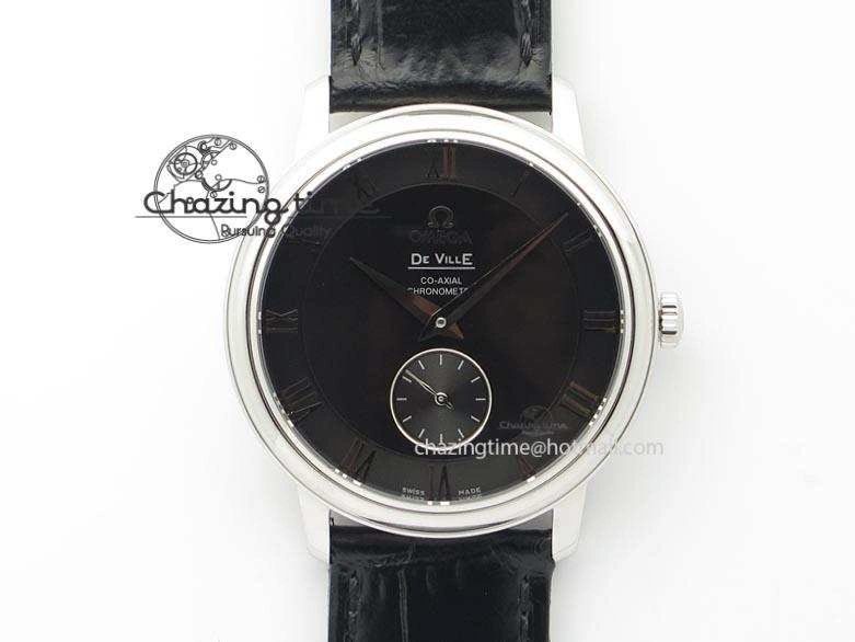 OdorResistant De Ville MK 1:1 Best Edition SS Black Dial On Black Leather Asian Seagull T1701 (Sec@6) 8243