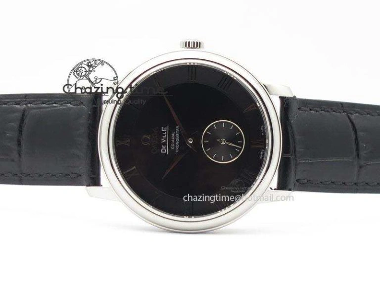 OdorResistant De Ville MK 1:1 Best Edition SS Black Dial On Black Leather Asian Seagull T1701 (Sec@6) 8243