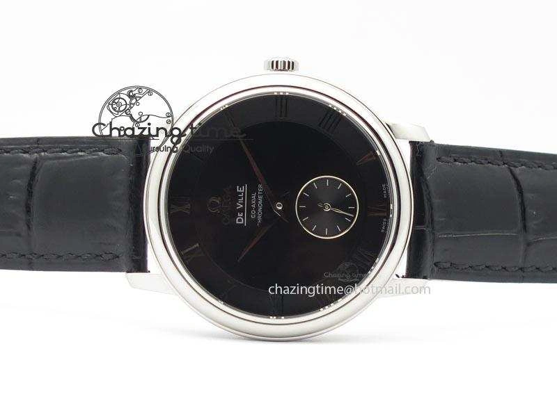 OdorResistant De Ville MK 1:1 Best Edition SS Black Dial On Black Leather Asian Seagull T1701 (Sec@6) 8243
