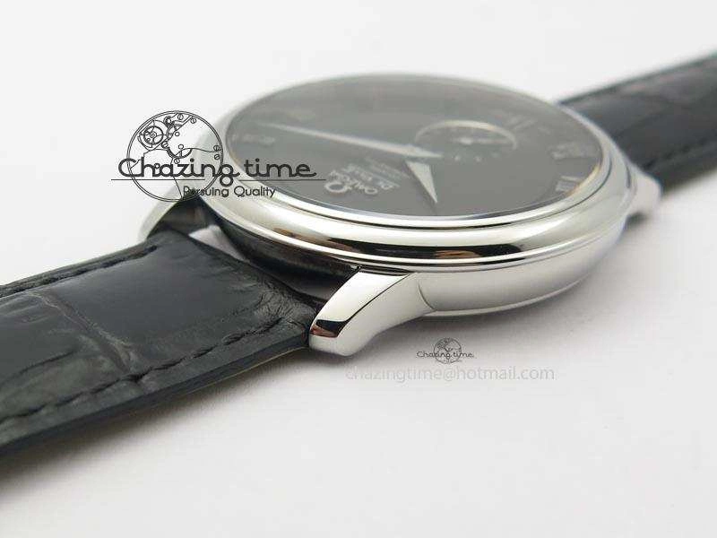 OdorResistant De Ville MK 1:1 Best Edition SS Black Dial On Black Leather Asian Seagull T1701 (Sec@6) 8243