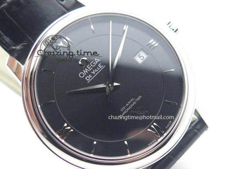 De Ville MK 1:1 Best Edition SS Black Dial On Black Leather Strap A Unisex 8261
