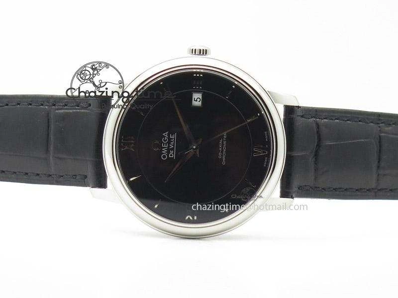 De Ville MK 1:1 Best Edition SS Black Dial On Black Leather Strap A Unisex 8261