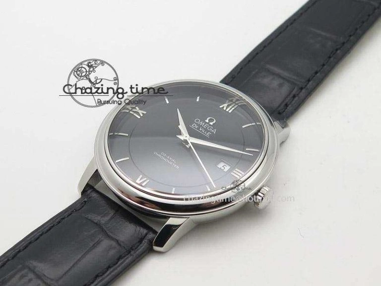 De Ville MK 1:1 Best Edition SS Black Dial On Black Leather Strap A Unisex 8261