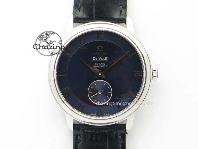 SportInspired De Ville MK 1:1 Best Edition SS Blue Dial On Black Leather Asian Seagull T1701 (Sec@6) 8242