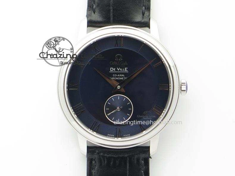 SportInspired De Ville MK 1:1 Best Edition SS Blue Dial On Black Leather Asian Seagull T1701 (Sec@6) 8242