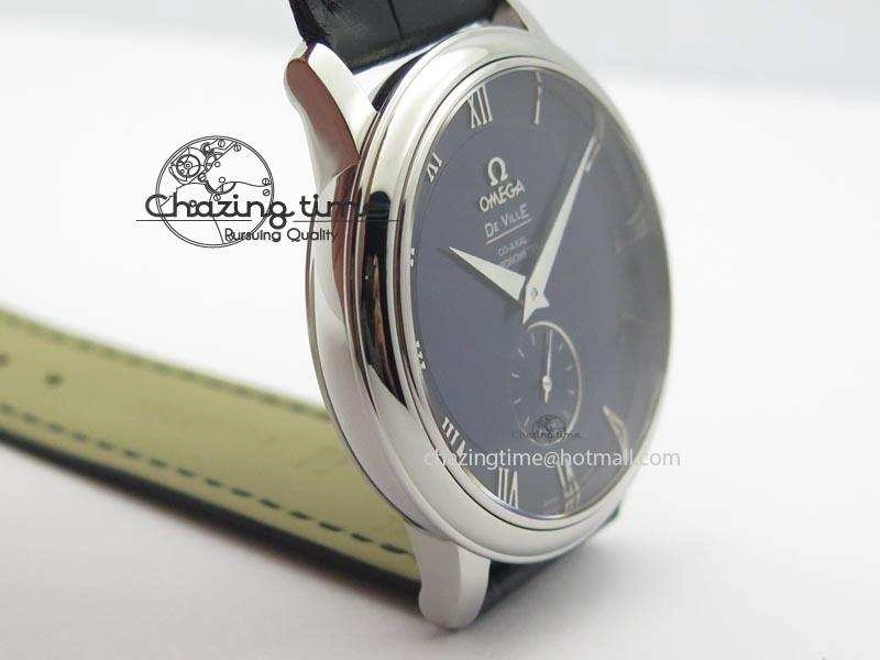 SportInspired De Ville MK 1:1 Best Edition SS Blue Dial On Black Leather Asian Seagull T1701 (Sec@6) 8242