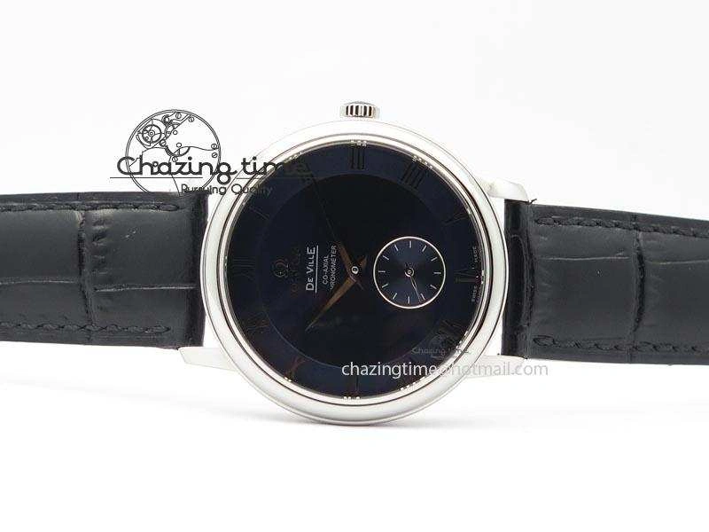 SportInspired De Ville MK 1:1 Best Edition SS Blue Dial On Black Leather Asian Seagull T1701 (Sec@6) 8242