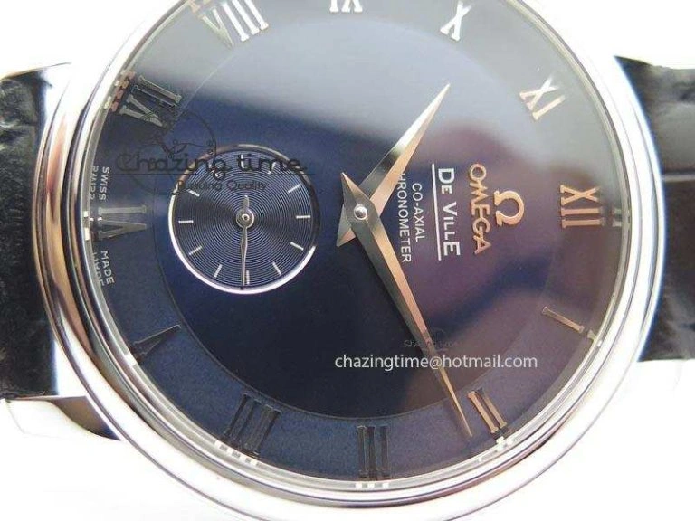 SportInspired De Ville MK 1:1 Best Edition SS Blue Dial On Black Leather Asian Seagull T1701 (Sec@6) 8242