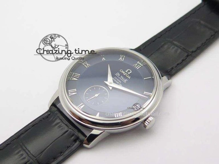 SportInspired De Ville MK 1:1 Best Edition SS Blue Dial On Black Leather Asian Seagull T1701 (Sec@6) 8242