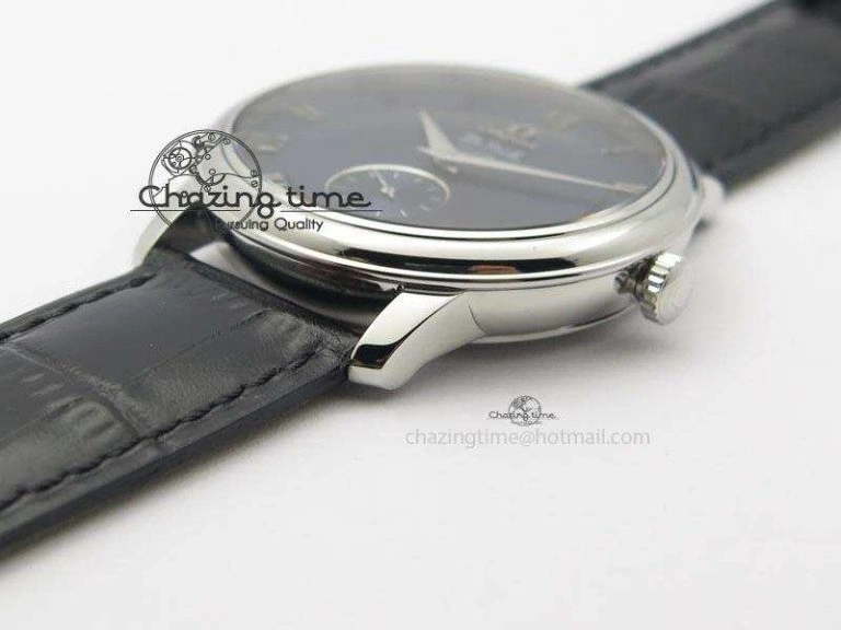 SportInspired De Ville MK 1:1 Best Edition SS Blue Dial On Black Leather Asian Seagull T1701 (Sec@6) 8242