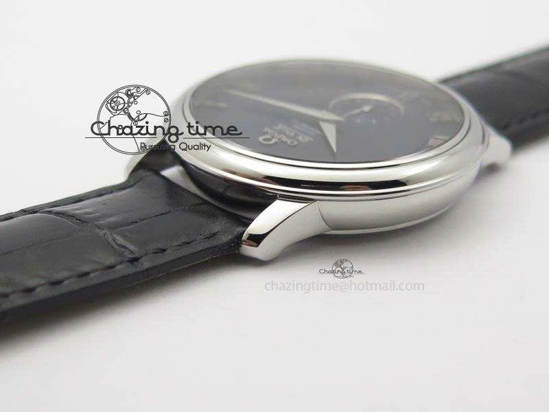 SportInspired De Ville MK 1:1 Best Edition SS Blue Dial On Black Leather Asian Seagull T1701 (Sec@6) 8242