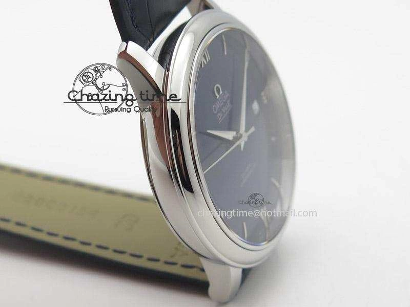Upgraded De Ville MK 1:1 Best Edition SS Blue Dial On Black Leather Strap A 8258