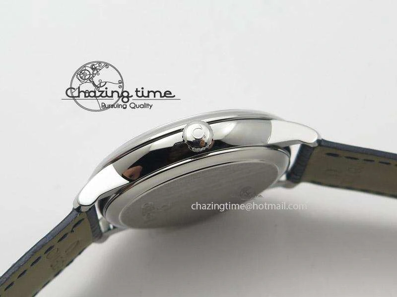 Upgraded De Ville MK 1:1 Best Edition SS Blue Dial On Black Leather Strap A 8258