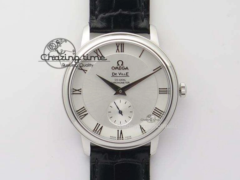 De Ville MK 1:1 Best Edition SS White Dial On Black Leather Asian Seagull T1701 (Sec@6) Sporty 8244