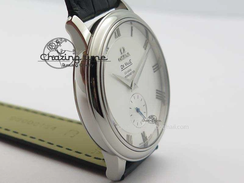 De Ville MK 1:1 Best Edition SS White Dial On Black Leather Asian Seagull T1701 (Sec@6) Sporty 8244