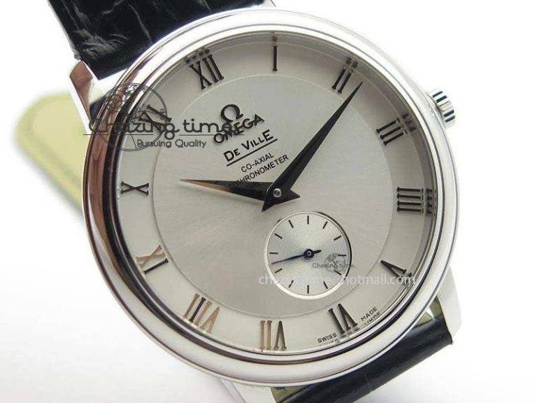 De Ville MK 1:1 Best Edition SS White Dial On Black Leather Asian Seagull T1701 (Sec@6) Sporty 8244