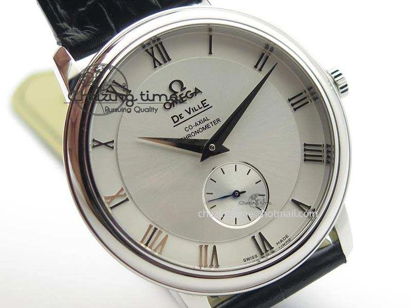De Ville MK 1:1 Best Edition SS White Dial On Black Leather Asian Seagull T1701 (Sec@6) Sporty 8244