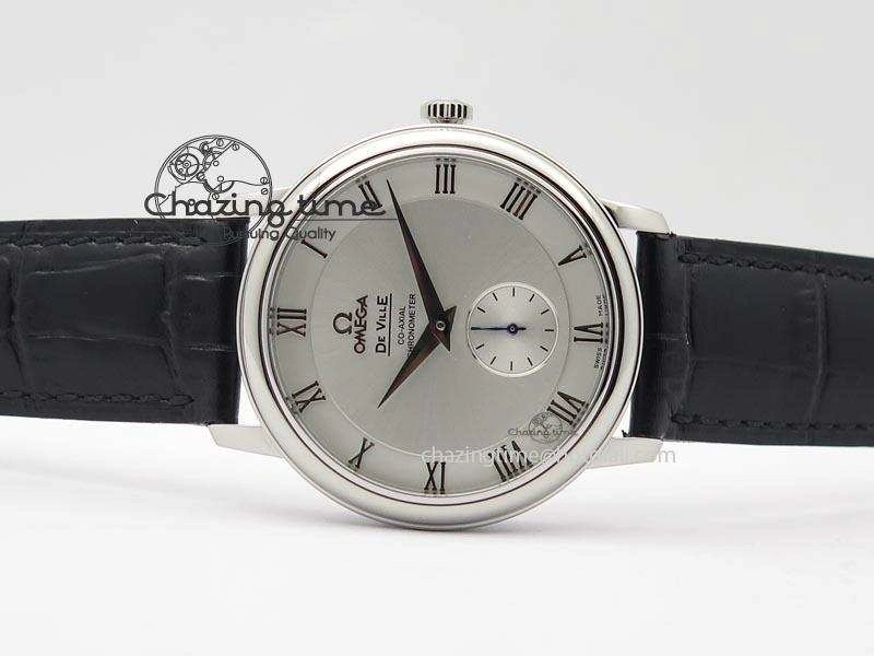 De Ville MK 1:1 Best Edition SS White Dial On Black Leather Asian Seagull T1701 (Sec@6) Sporty 8244