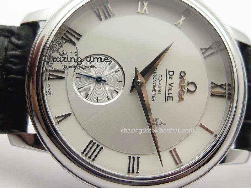 De Ville MK 1:1 Best Edition SS White Dial On Black Leather Asian Seagull T1701 (Sec@6) Sporty 8244
