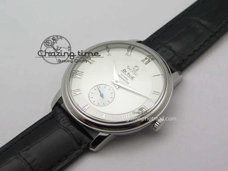 De Ville MK 1:1 Best Edition SS White Dial On Black Leather Asian Seagull T1701 (Sec@6) Sporty 8244