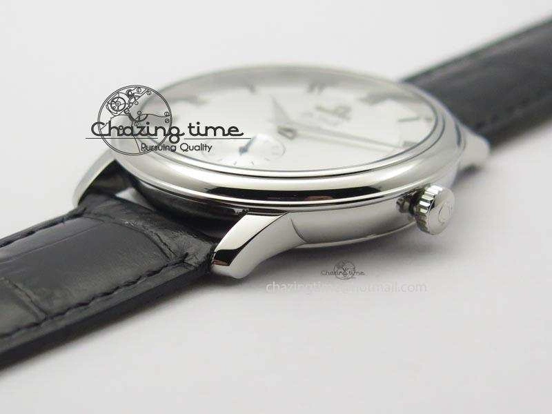De Ville MK 1:1 Best Edition SS White Dial On Black Leather Asian Seagull T1701 (Sec@6) Sporty 8244