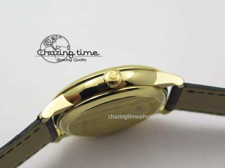 De Ville MK 1:1 Best Edition YG Blue Dial On Black Leather Asian Seagull T1701 (Sec@6) Affordable 8234