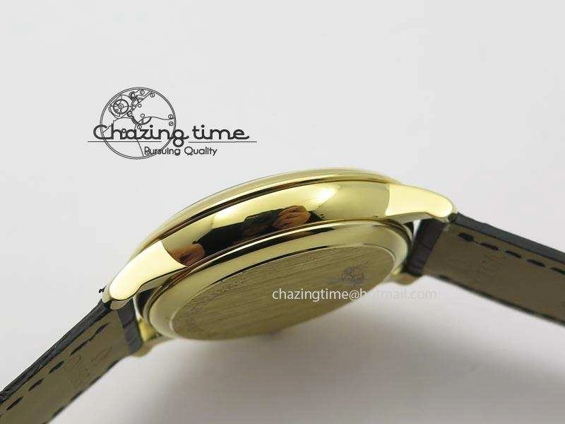 De Ville MK 1:1 Best Edition YG Blue Dial On Black Leather Asian Seagull T1701 (Sec@6) Affordable 8234