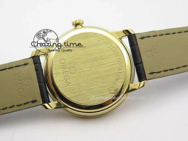 De Ville MK 1:1 Best Edition YG Blue Dial On Black Leather Asian Seagull T1701 (Sec@6) Affordable 8234