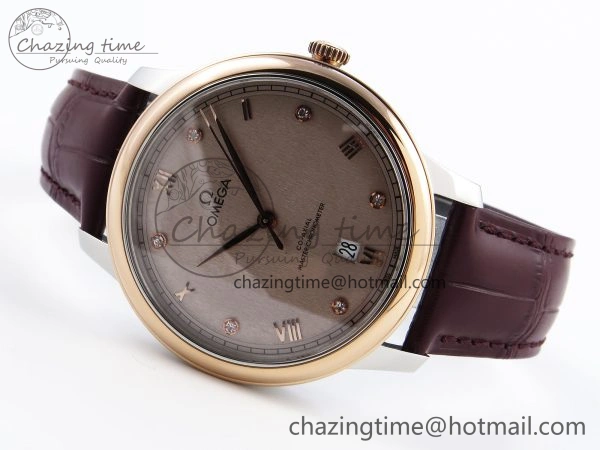 Reliable De Ville Power Reserve RG MKF 1:1 Best Edition RG Textured Dial on Brown Leather Strap A 7749