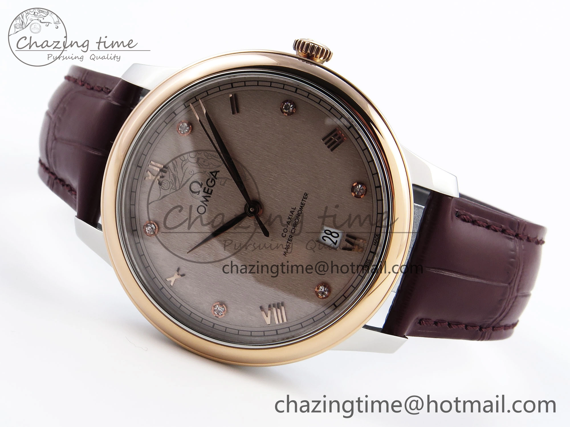Reliable De Ville Power Reserve RG MKF 1:1 Best Edition RG Textured Dial on Brown Leather Strap A 7749