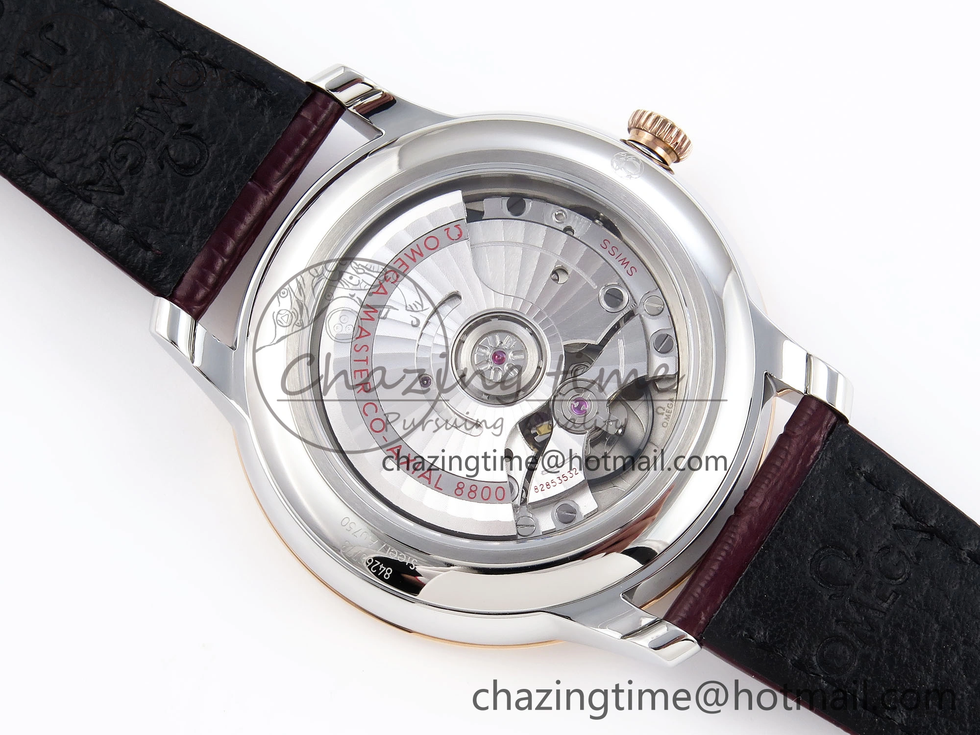 Reliable De Ville Power Reserve RG MKF 1:1 Best Edition RG Textured Dial on Brown Leather Strap A 7749