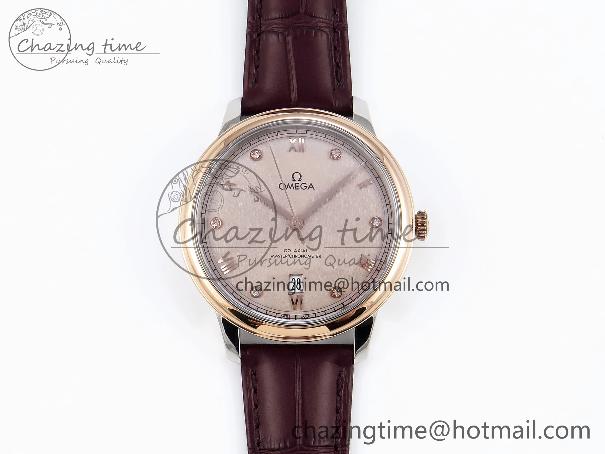 Reliable De Ville Power Reserve RG MKF 1:1 Best Edition RG Textured Dial on Brown Leather Strap A 7749
