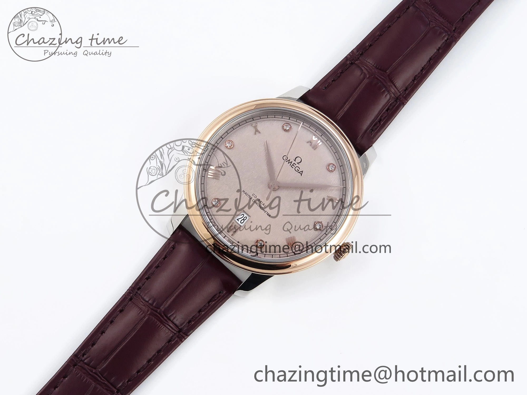 Reliable De Ville Power Reserve RG MKF 1:1 Best Edition RG Textured Dial on Brown Leather Strap A 7749