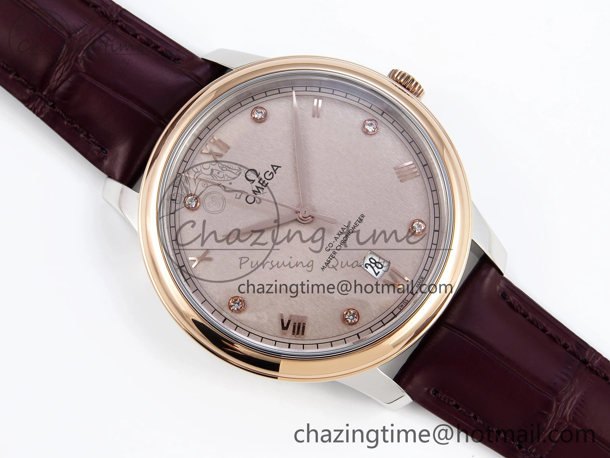 Reliable De Ville Power Reserve RG MKF 1:1 Best Edition RG Textured Dial on Brown Leather Strap A 7749
