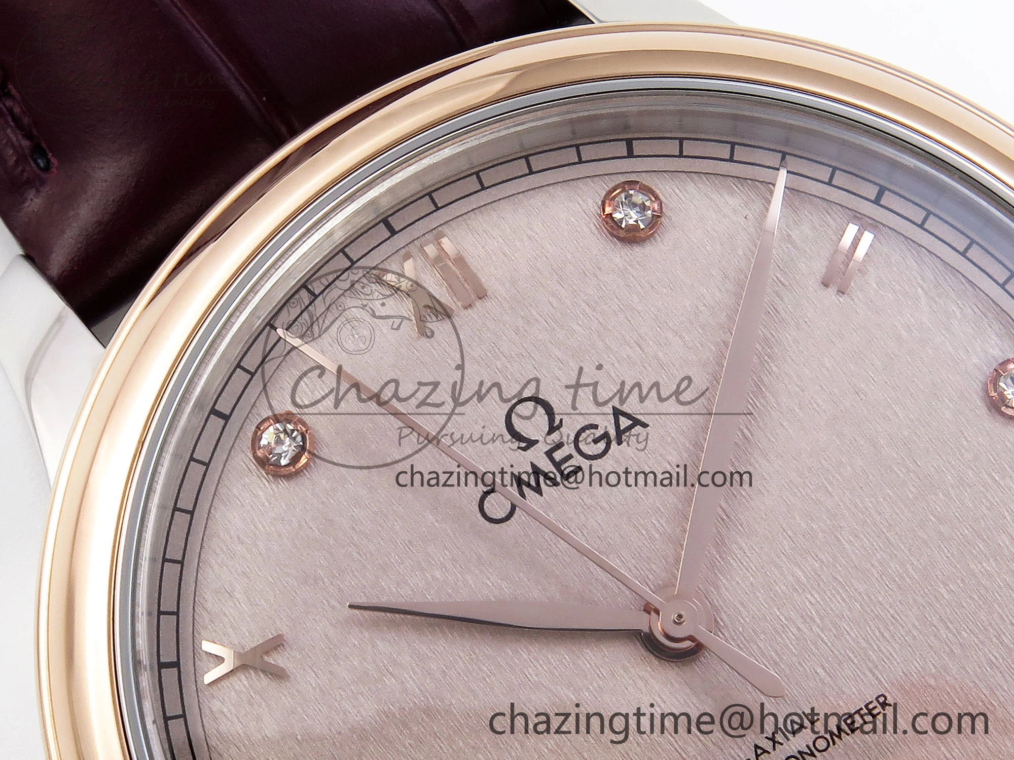 Reliable De Ville Power Reserve RG MKF 1:1 Best Edition RG Textured Dial on Brown Leather Strap A 7749