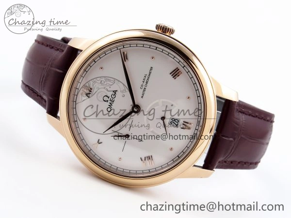 Trendy De Ville Power Reserve RG MKF 1:1 Best Edition White Dial on Brown Leather Strap A 7750