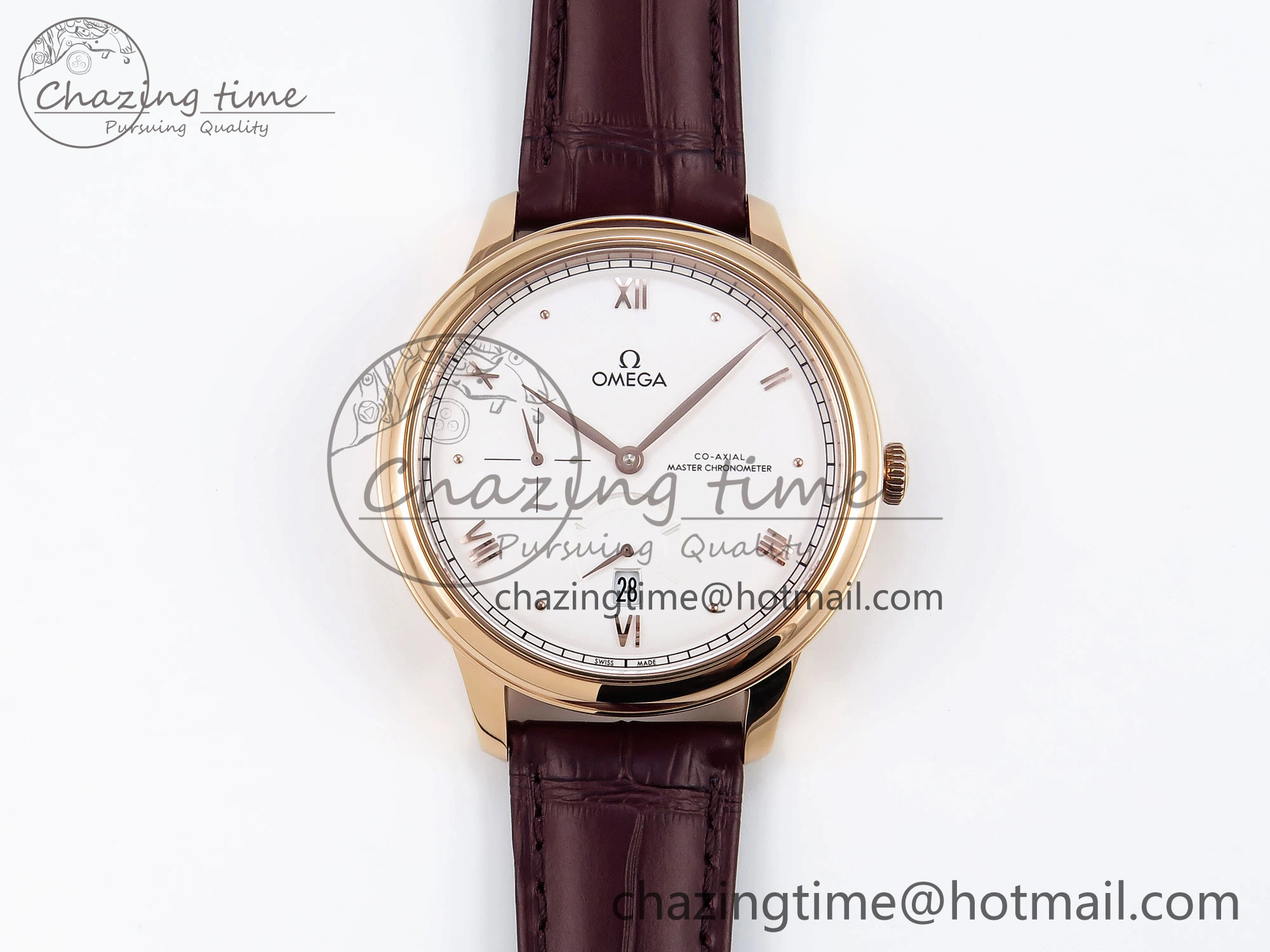 Trendy De Ville Power Reserve RG MKF 1:1 Best Edition White Dial on Brown Leather Strap A 7750