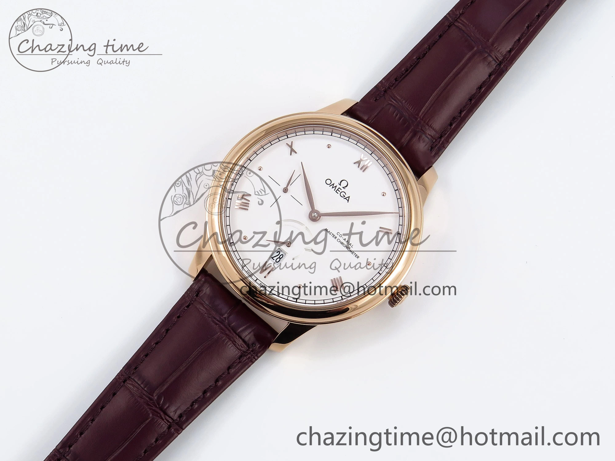 Trendy De Ville Power Reserve RG MKF 1:1 Best Edition White Dial on Brown Leather Strap A 7750