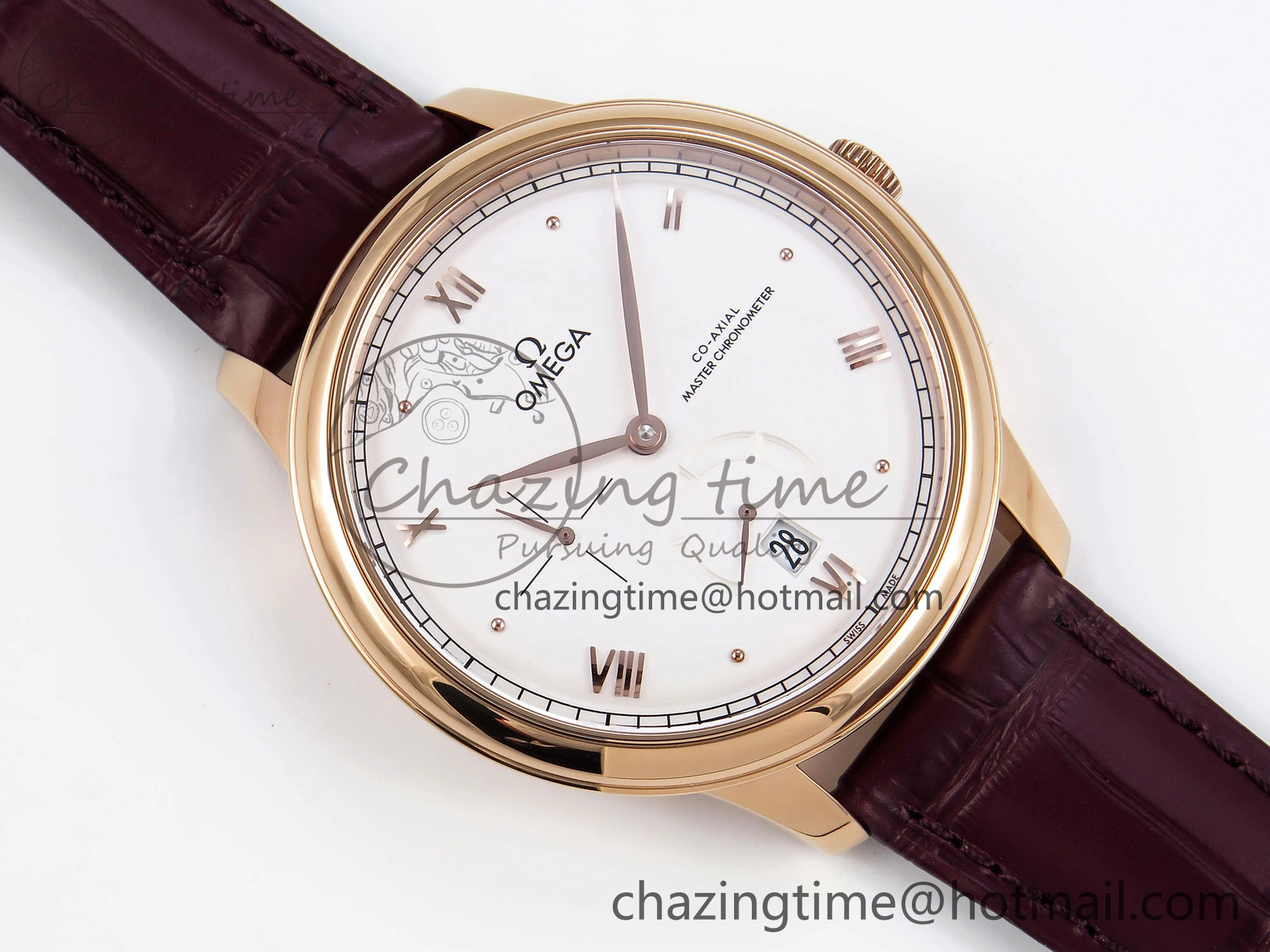Trendy De Ville Power Reserve RG MKF 1:1 Best Edition White Dial on Brown Leather Strap A 7750