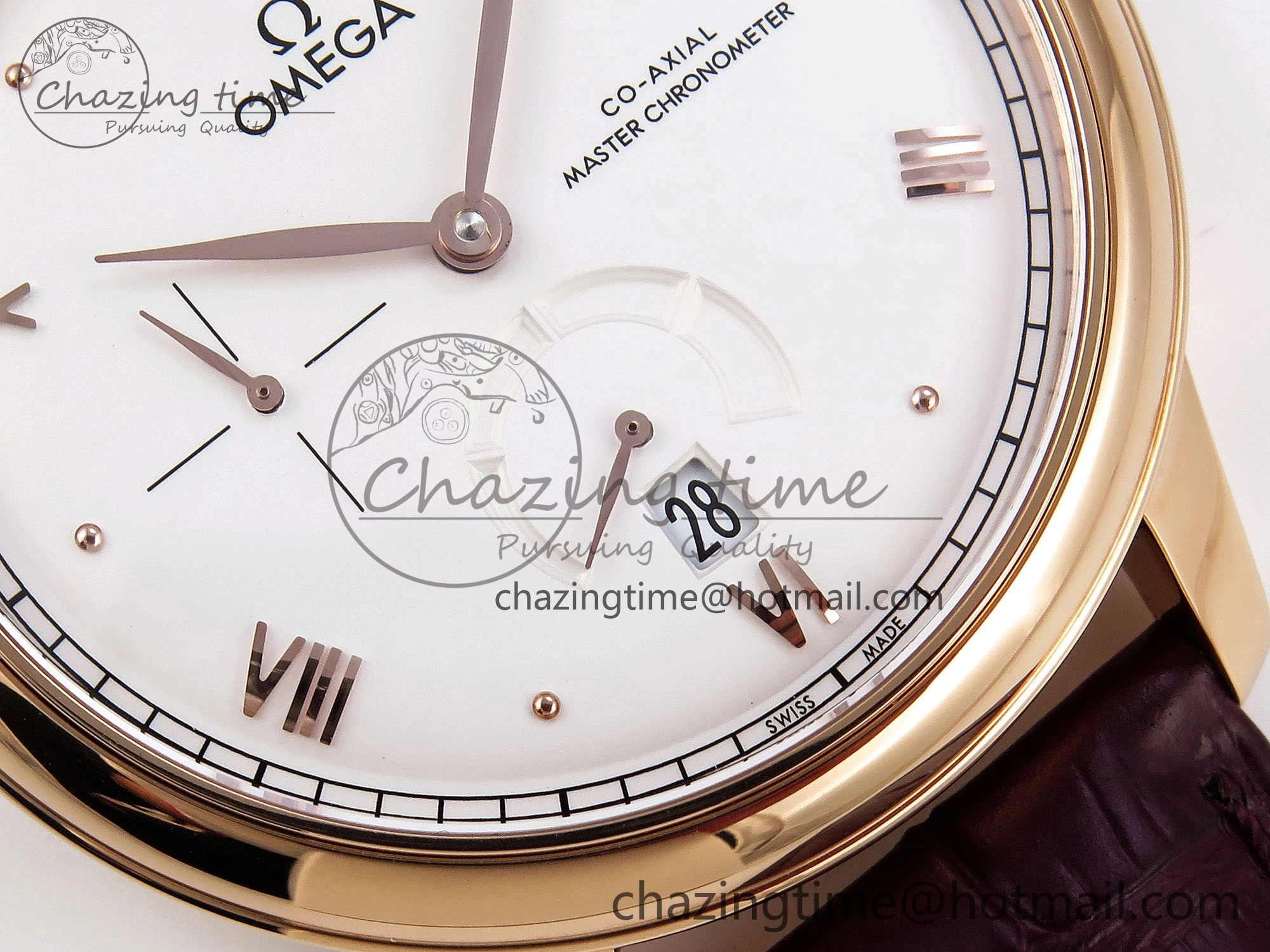 Trendy De Ville Power Reserve RG MKF 1:1 Best Edition White Dial on Brown Leather Strap A 7750