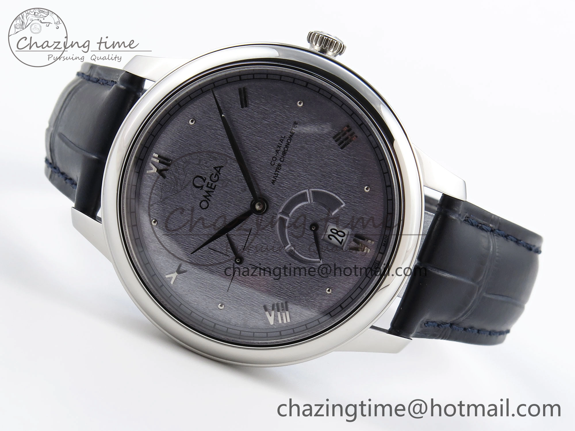 De Ville Power Reserve SS MKF 1:1 Best Edition Blue Textured Dial on Black Leather Strap A Classic 7742