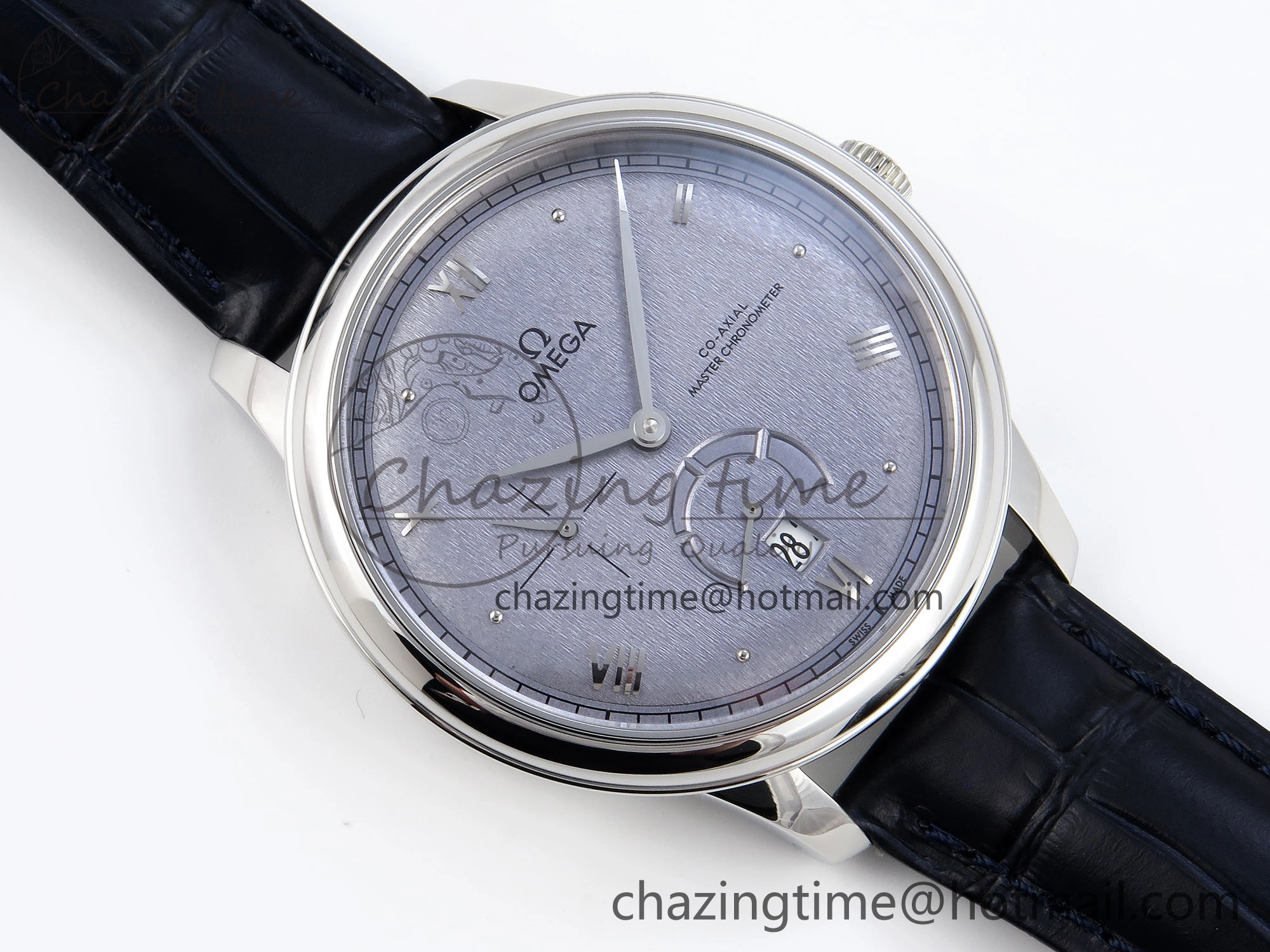 De Ville Power Reserve SS MKF 1:1 Best Edition Blue Textured Dial on Black Leather Strap A Classic 7742