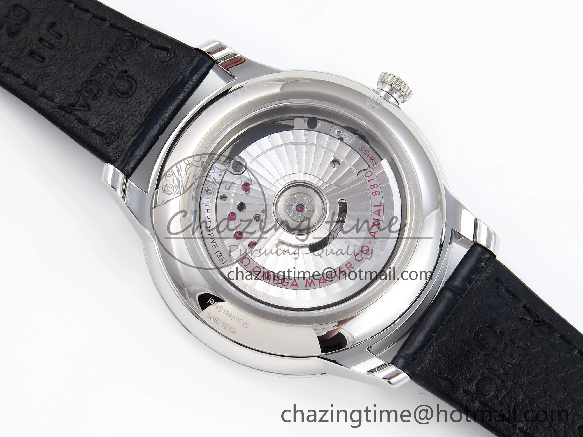 FreshLook De Ville Power Reserve SS MKF 1:1 Best Edition Pink Dial on Black Leather Strap 7738