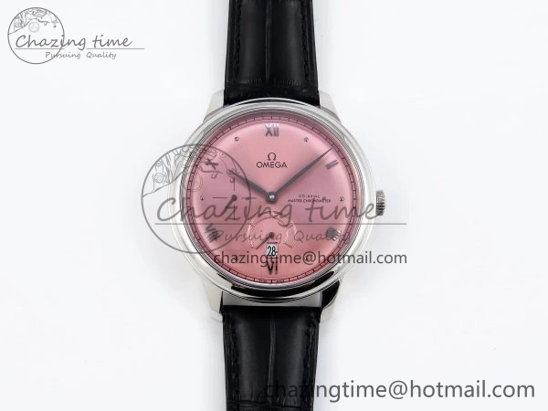 FreshLook De Ville Power Reserve SS MKF 1:1 Best Edition Pink Dial on Black Leather Strap 7738