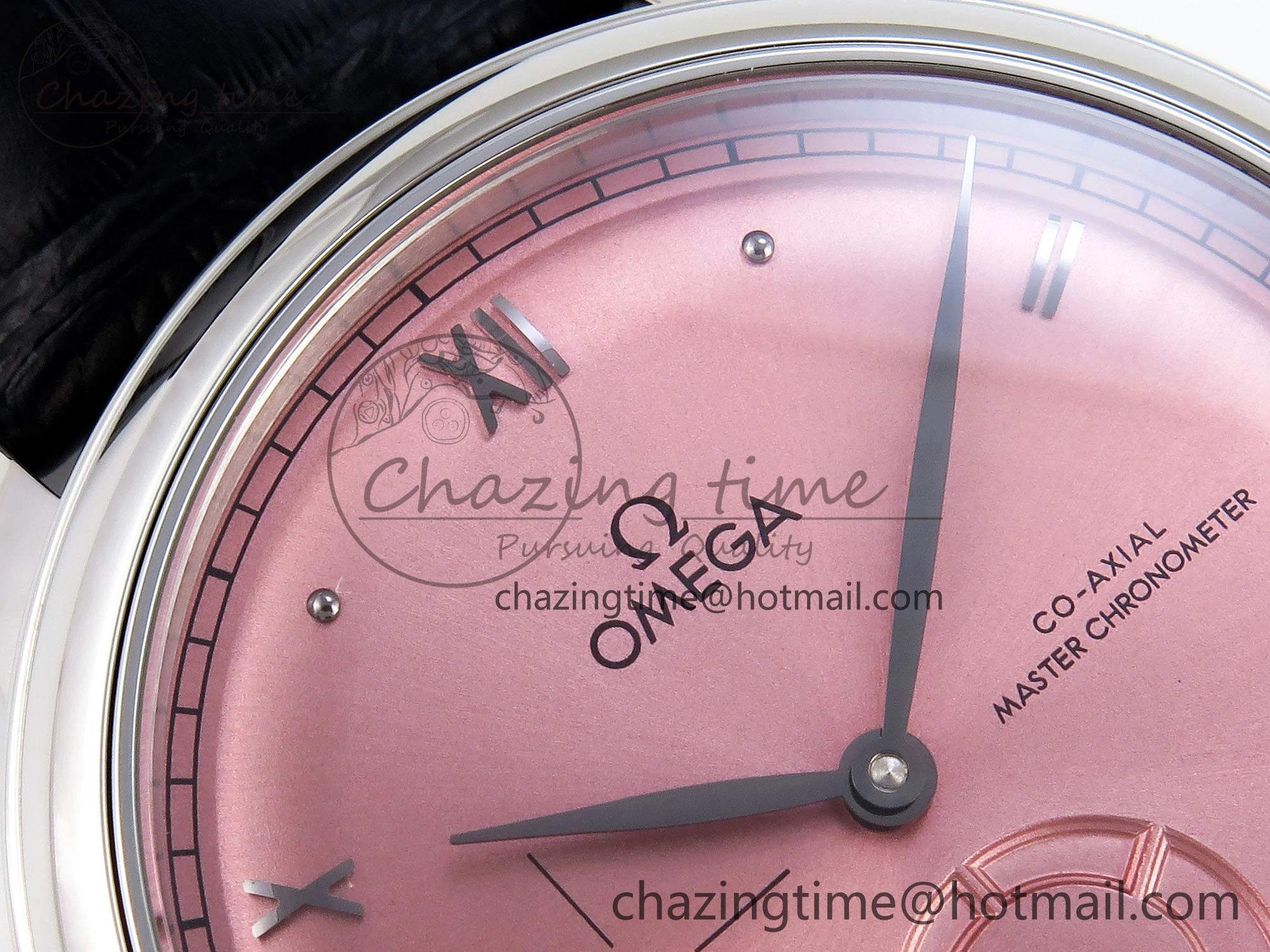 FreshLook De Ville Power Reserve SS MKF 1:1 Best Edition Pink Dial on Black Leather Strap 7738