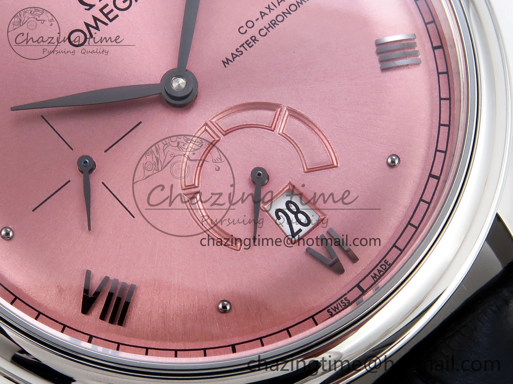 FreshLook De Ville Power Reserve SS MKF 1:1 Best Edition Pink Dial on Black Leather Strap 7738